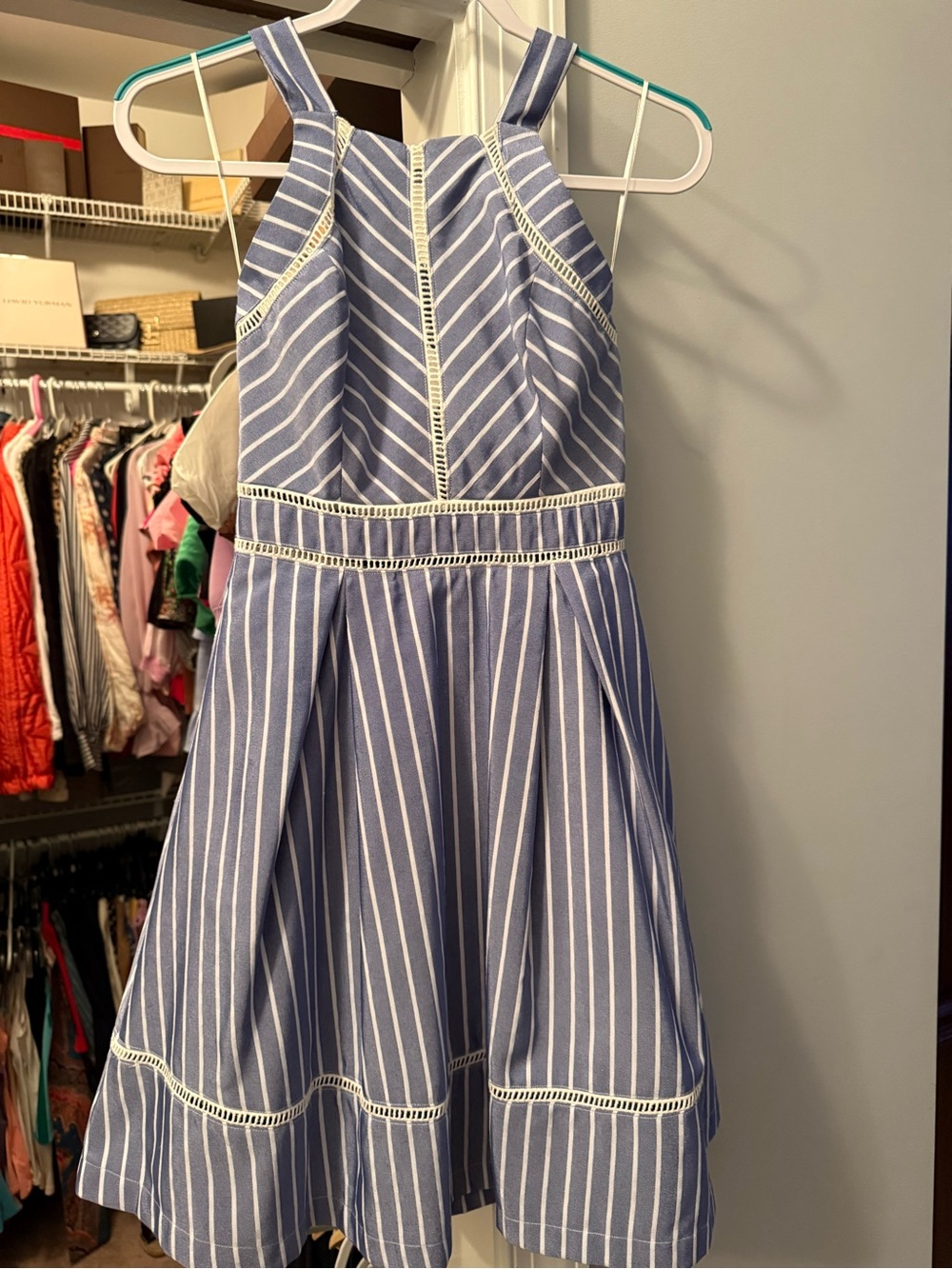 NEW Adelyn Rae Blue & White Striped Fit-and-Flare Dress